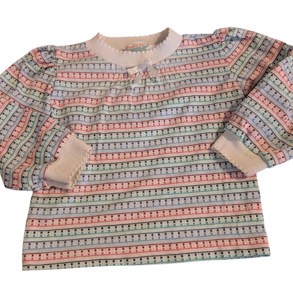 70s 80s Vintage Healthtex All‎ Over Geometric Striped Girls Top 3T